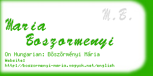 maria boszormenyi business card